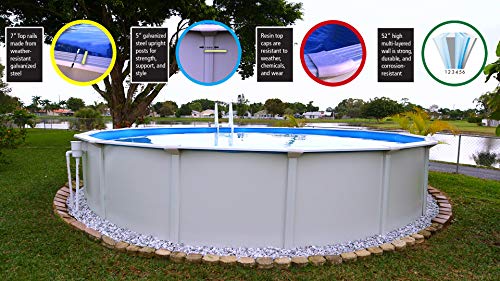 Bali SPAGP2403 24 Round 52 Steel Wall Ultimate Ground Swimming Pool Package Large White