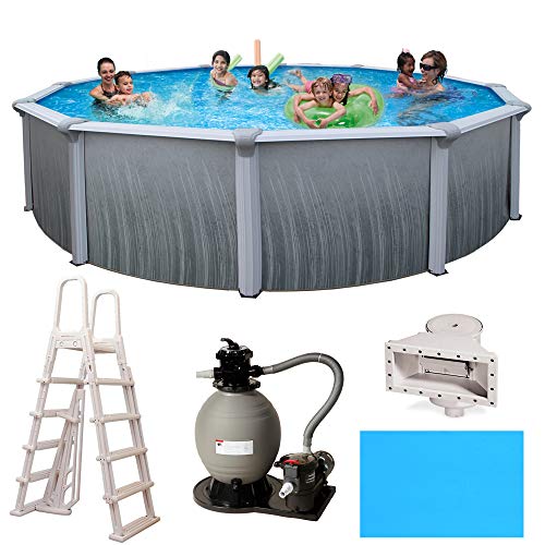 Madagascar Complete 15 x 52 Round Metal Wall Above Ground Swimming Pool Package