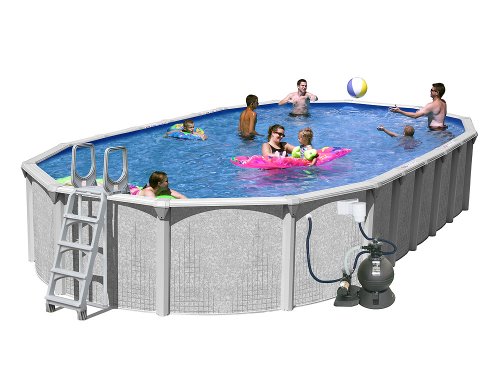Splash Pools Above Ground Slim Style Oval Pool Package 30-Feet by 15-Feet by 52-Inch