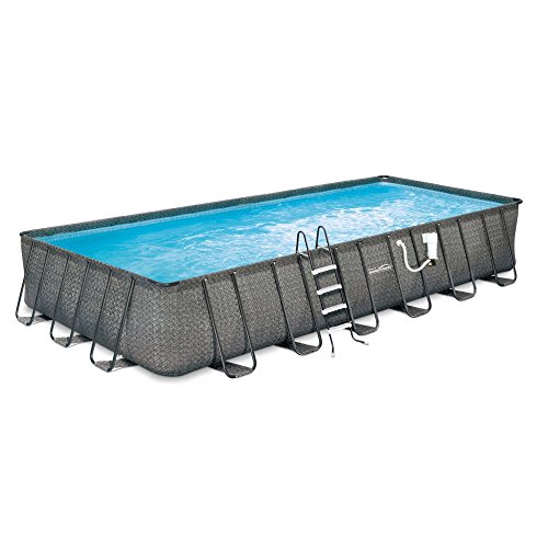 Summer Waves Elite Rectangular Metal Frame Pool Package