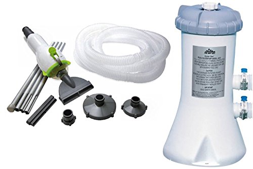 Intex 530 GPH Easy Set Swimming Pool Filter Pump Skooba Vac Vacuum Combo