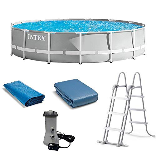 Intex 15ft X 42in Prism Frame Pool Set with Filter Pump Ladder Ground Cloth Pool Cover