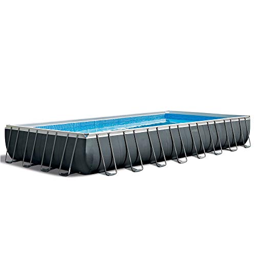 Intex 32 x 16 x 52 Rectangular Ultra XTR Frame Outdoor Above Ground Swimming Pool with Sand Filter Pool Ladder Ground Cloth and Pool Cover