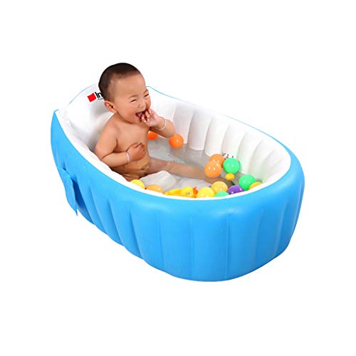 Adagod Inflatable Small Home Swimming Pool Portable Baby Bathtub Infant Toddler Thick Foldable Shower Basin with Soft Cushion Central Seat