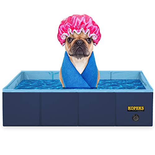 KOPEKS Outdoor Rectangular Swimming Pool Bathing Tub - Portable Foldable - Small - 31 x 20 - Blue