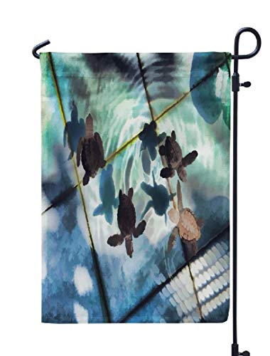 LILYMUA Sea Turtle Garden Flag Digital Small Swimming Pool Water Baby Turtle Seasonal Garden Flags 12x18 Outdoor Decorative Flags Weatherproof Flag Double Sided Flags for Garden