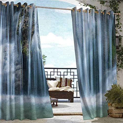 Andrea Sam Outdoor Balcony Privacy Curtain WaterfallCascade in RainforestW84 xL84 Thermal Insulated Water Repellent Drape for Balcony