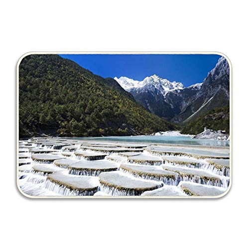 Huayuanhurug Welcome Door Mat Entrance Mat Floor Mat Rug IndoorOutdoorFront DoorBathroomKitchen Mats Rubber Absorbent Non Slip 24x16 - Mountains Water Cascades