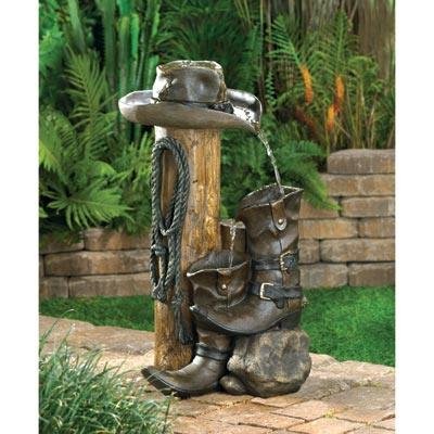 Cowboy Styling Outdoor Yard Garden Decor Water Pump Cascading Fountain