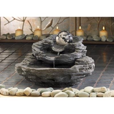 Rock Design Tabletop Yard Garden Decor Water Pump Cascading Fountain