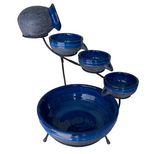 Smart Solar 4-Tier Solar Powered Cascading Fountain BlueberryRustic Blue 23967R01