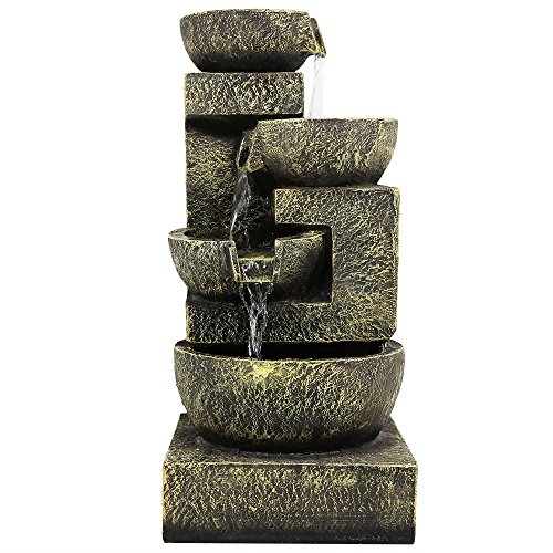 Sunnydaze Ancient Cascading Bowls Outdoor Water Fountain 33 Inches Tall