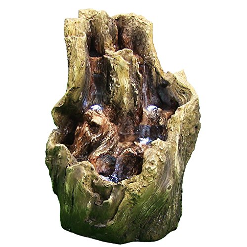 Sunnydaze Backwoods Cascading Falls Fountain With Led Lights 215 Inch Tall