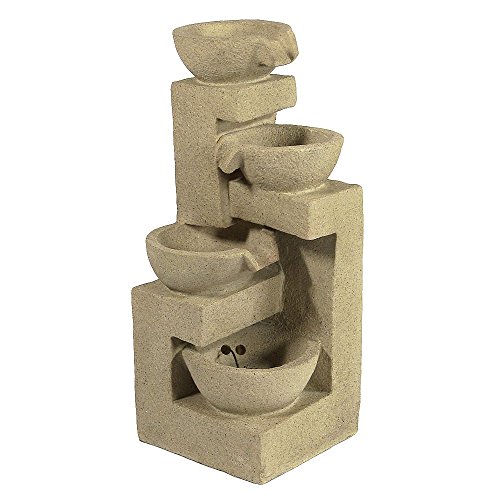 Sunnydaze Four Bowls Cascading Fountain With Led Lights 31 Inch Tall