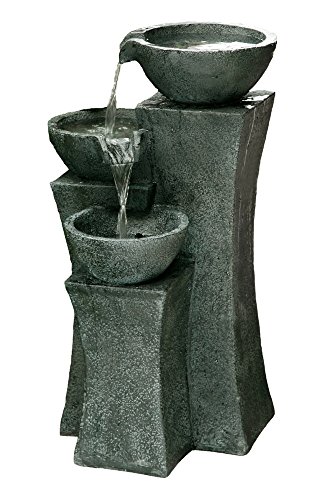 The Vicenza - 18&quot Three Bowl Cascading Waterfall Rock Fountain Perfect For Gardens And Outdoor Spaces