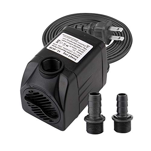 400 GPH Submersible Water Pumps for Aquarium Tabletop Fountains Pond Water Gardens and Hydroponic Systems with Two Nozzles CE-ROHS Approved 59 ft Power Cord