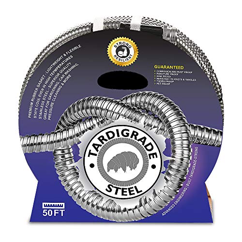 Tardigrade Steel Hose 50 304 Stainless Steel Garden Hose - Lightweight Kink-Free Strong Flex Metal Water Hoses Forever Durable and Easy to Use