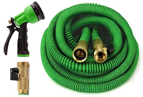 ZZKH Garden Hose 50FT Lightweight Stretch Water Hose Flexible Water Hose Water Hose with Triple Latex Core Suitable for WashingWatering FlowersCleaning WindowsFloor Green