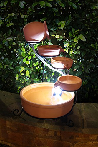 Terracotta Solar Cascade Water Fountain