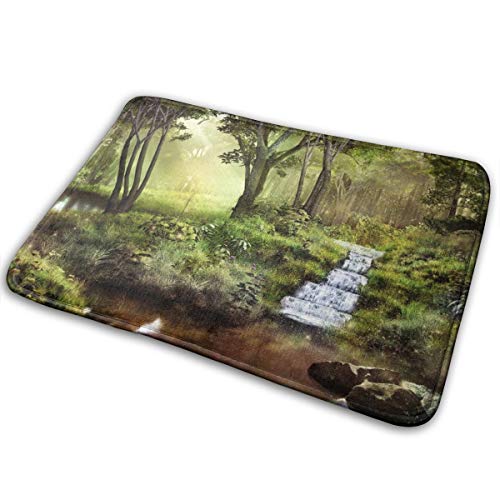 Architd Customized 3D Fantasy Scenery with Pond Waterfall and Forest Carpet Suitable for Bathroom Carpet Doorway Carpet 157x 235 Inch Floor Mat