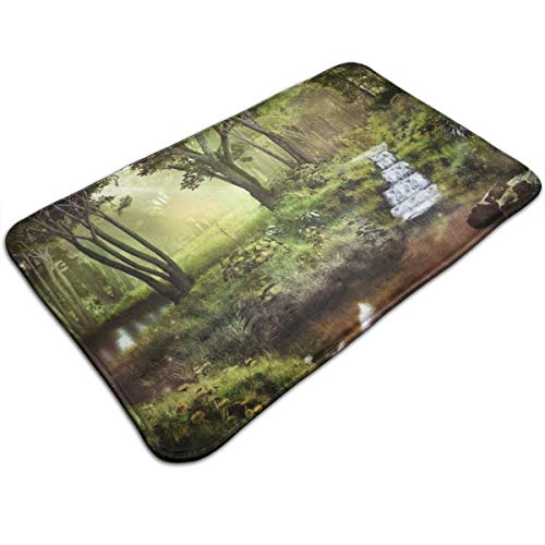 Henua 3D Fantasy Scenery with Pond Waterfall and Forest Entrance Door Mat Welcome Indoor Bathroom Home Decorative Floor MatCover Floor Rug IndoorOutdoor Area Rugs