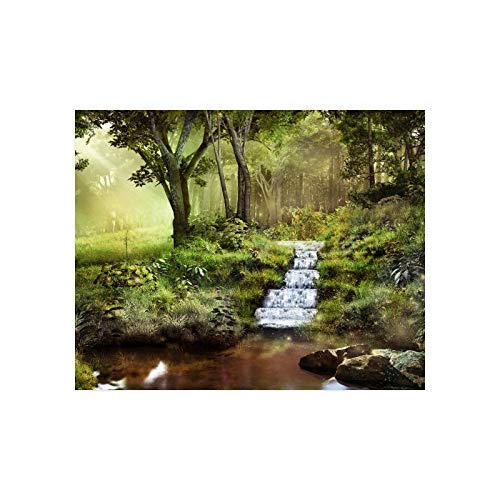 InterestPrint Fantasy Spring Scenery with Pond Waterfall and Forest Wall Art Posters Prints Abstract Home Decor for Office Dorm Home Boys Girls Mens Womens Room Unframed 20x16 Inch