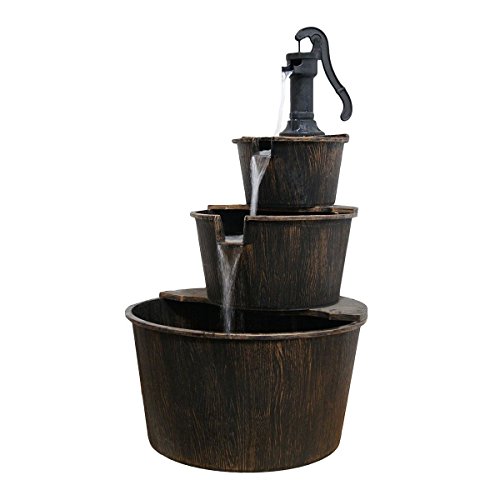 New Outdoor Water Fountain Pump And Barrels Garden Yard Decor 3 Tier Cascade po455k5u 7rk-b26553