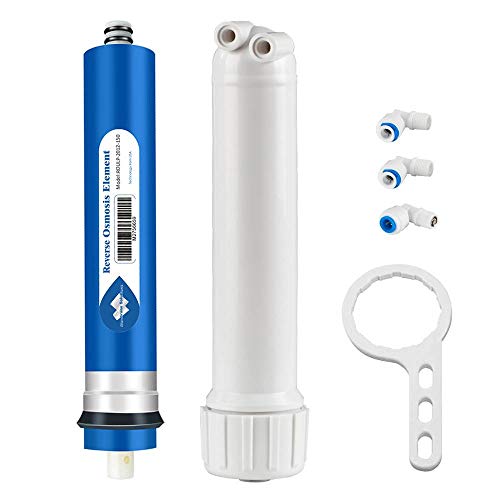 Alberts Filter 100 GPD RO Membrane Reverse Osmosis Membrane with Membrane Housing Wrench 14 Quick-Connect Fittings Check Valve Replacement for Under Sink Home Drinking RO Water Filter System