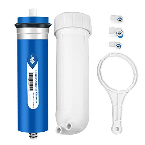Alberts Filter 400 GPD RO Membrane Reverse Osmosis Membrane with Membrane Housing 14 Quick-Connect Fittings Check Valve Replacement for Under Sink Home Drinking RO Water Filter System