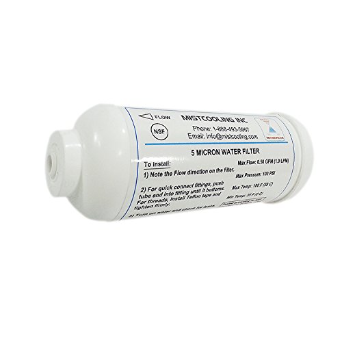 In-Line Water Filter - Push lock Connections - For 14 Inch and 38 Inch tubing - Reduces Clogging of Misting Nozzles for up to 6 Months - NSF Certified - Prevents Bacteria Growth