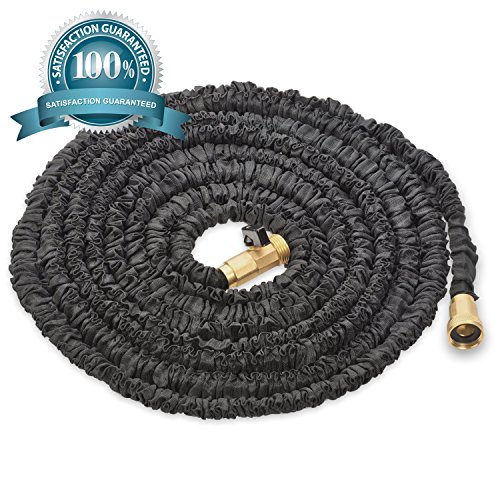 NEW  GNOME Expanding Garden Hose 50 ft - No-Kink Flexible Expandable Water Hose  Heavy Duty USA Sized Solid Brass Connectors With OnOff Valve  Light Weight Rugged Nylon Exterior