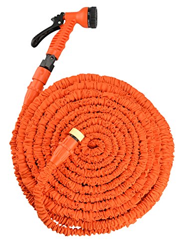 100 foot Orange light weight expandable WATERGREENE garden hose pipe shrinks down to 35 feet for storage Peace of mind with full 6 month guarantee