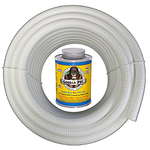 25 Ft X 1 14&quot Dia Hydromaxx&reg White Flexible Pvc Pipe Hose Tubing For Pools Spas And Water Gardens Includes