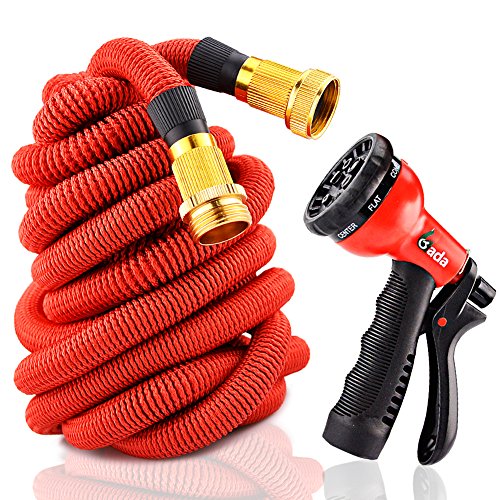 Gada Flexible Garden Hose With 8-Function Sprayer - Expandable Hose Pipeï¼ŒWont Leak Wont Burst Strong Aluminium Connectors Not Plastic 50FT