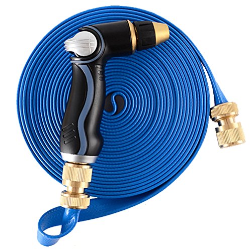 JITONE NEW DESIGN 100FT blue Garden HoseMini Lightweight and Strongest Expanding TPE Hose PipeSolid Brass ConnectorsHeavy Duty High Pressure Nozzle Sprayer 100 FeetBlue