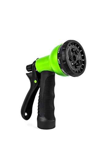 Garden Hose Nozzle - Hand Sprayer - Heavy Duty 8 Pattern Watering Nozzle - High Pressure - Greenleaf Horticulture