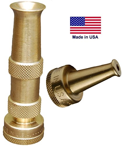 Hose Nozzle ~ Solid Brass ~ Adjustable Spray Patterns ~ Made in USA ~ with Bonus High Pressure Sweeper Nozzle