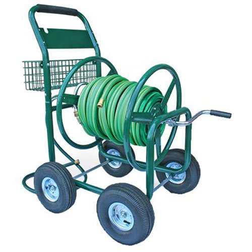 Liberty Garden Products 872-2 Residential 350-Foot Capacity Four Wheel Steel Garden Hose Reel Cart Green