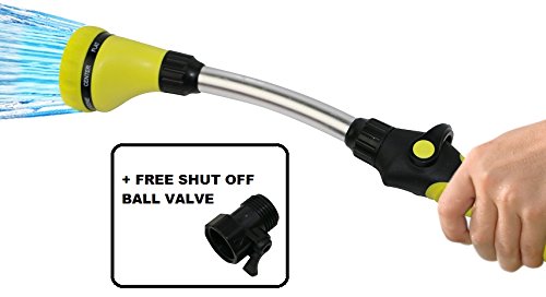 Garden Hose Nozzle Water Wand - 8 Pattern Aluminium Watering Wand Nozzle - Green