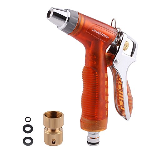 Heavy Duty Garden Hose Nozzle  Sprayer - Adjustable Patterns - Full Metal Water Nozzle - High Pressure Spray Nozzle - Pistol Grip Rear Trigger - for Watering Plants Cleaning Car Washing Pawn