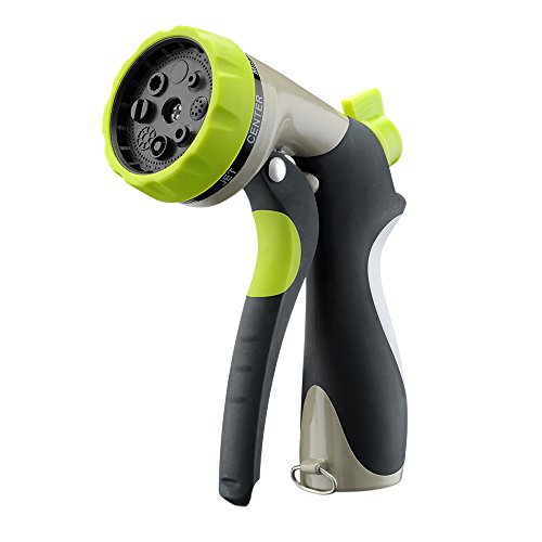 VicTsing Garden Hose Nozzle Hand Spray Nozzle - Heavy Duty 8 Adjustable Pattern Pistol Grip Front Trigger Water Nozzle with Connector - High Pressure for Watering Plants Car Wash and Showering Pets