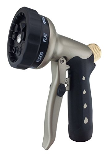 Premium Garden Hose Nozzle Hand Sprayer – 9 Pattern - Rugged Heavy Duty Full Metal Body Construction – Front Trigger