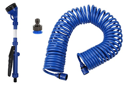 SpigotKing COIL Water HoseGarden Sprayer Quick Connector BONUS - LightweightCollapsible38 inch X 50 feet Best To Use IndoorOutdoor or as Garden Gift for Women and Men Will FlexNo Reel Needed