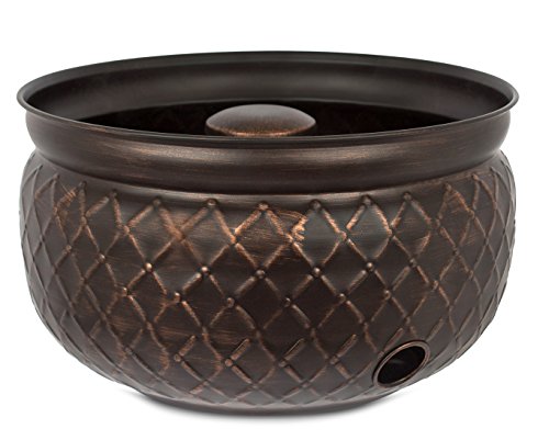 Birdrock Home Water Hose Holder  Ground Garden Hose Pot  Decorative  Handle  Embossed  Steel Metal With Copper