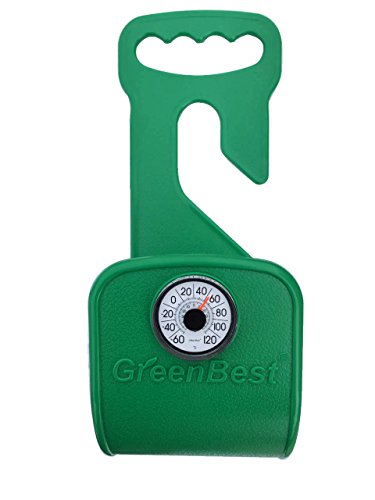 Greenbest Durable Rust-Free Hose Hanger Holder Carrier Support with Thermometer for Garden Hose