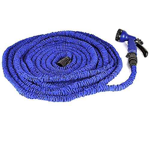 Ebotrade Expandable Hose Nozzle No Kinking Flexible Lightweight Super Strong Blue Nozzle Water Gradenwith Multi-functional