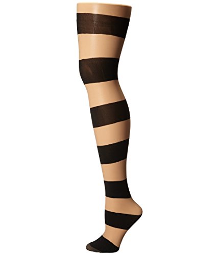 Alice Olivia Horizontal Stripe Tights NudeBlack Hose