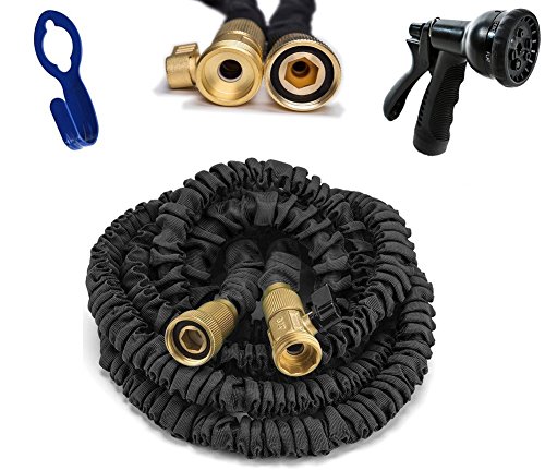 Fly Skyline Expanding Hose Strongest Expandable Garden Hose on the Planet Solid Brass Ends Double Latex Core Extra Strength Fabric Black Hose 100FT 