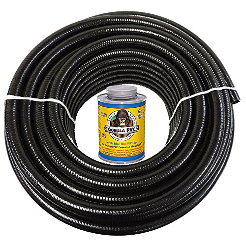 Hydromaxx 25 Feet X 15 Inch Black Flexible Pvc Pipe Hose And Tubing For Koi Ponds Irrigation And Water Gardens