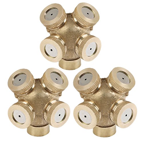 Holeco 12 " 4 Hole Brass Spray Nozzle Garden Sprinklers Irrigation Fitting Water Connector Pack Of 3